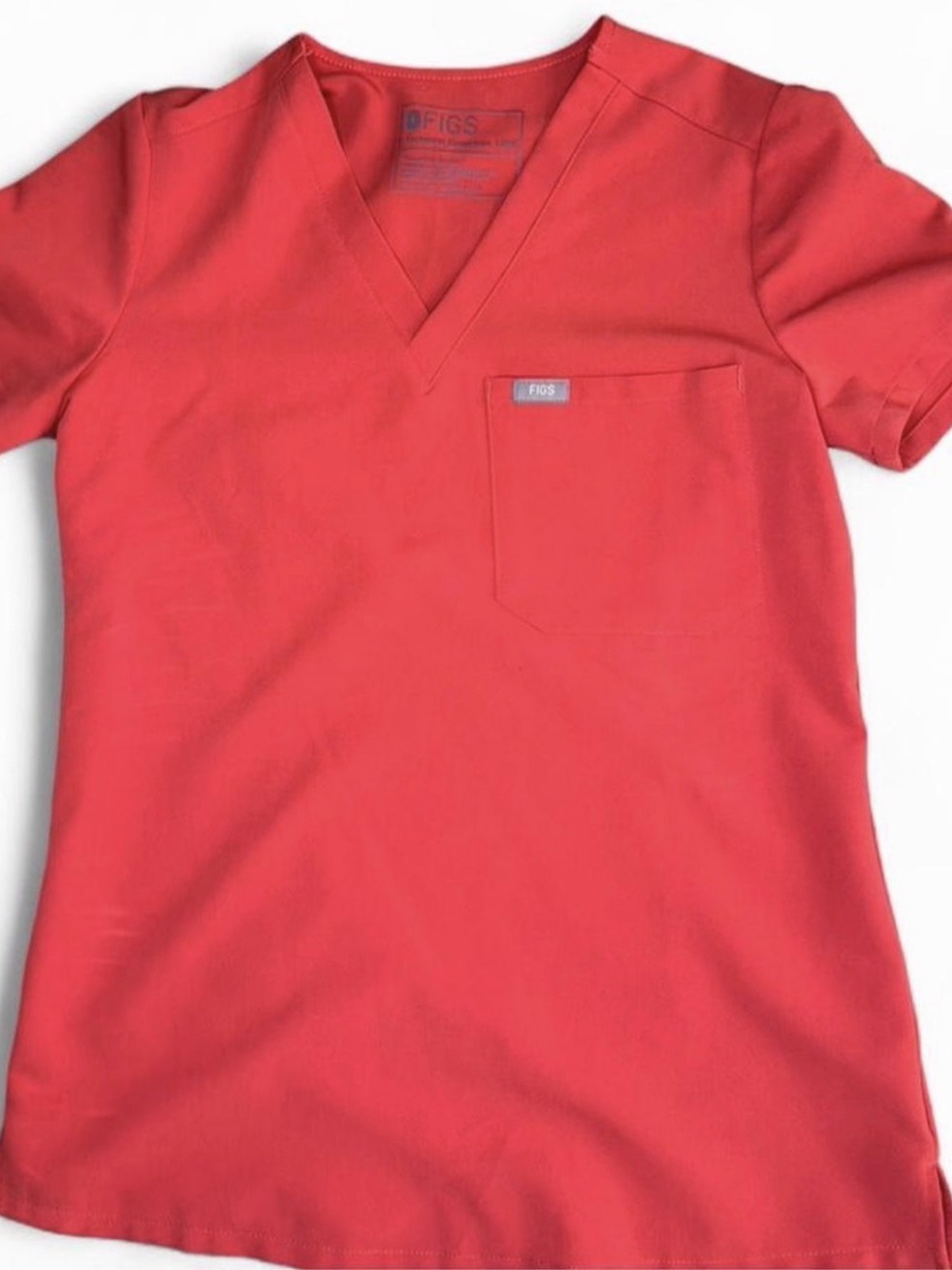 FIGS Catarina Women's V-Neck Scrub Top in Coral